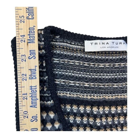 Trina Turk Womens Wool Belted Sleeveless Sweater Tank Top Brown Gray Size Large - Picture 3 of 6